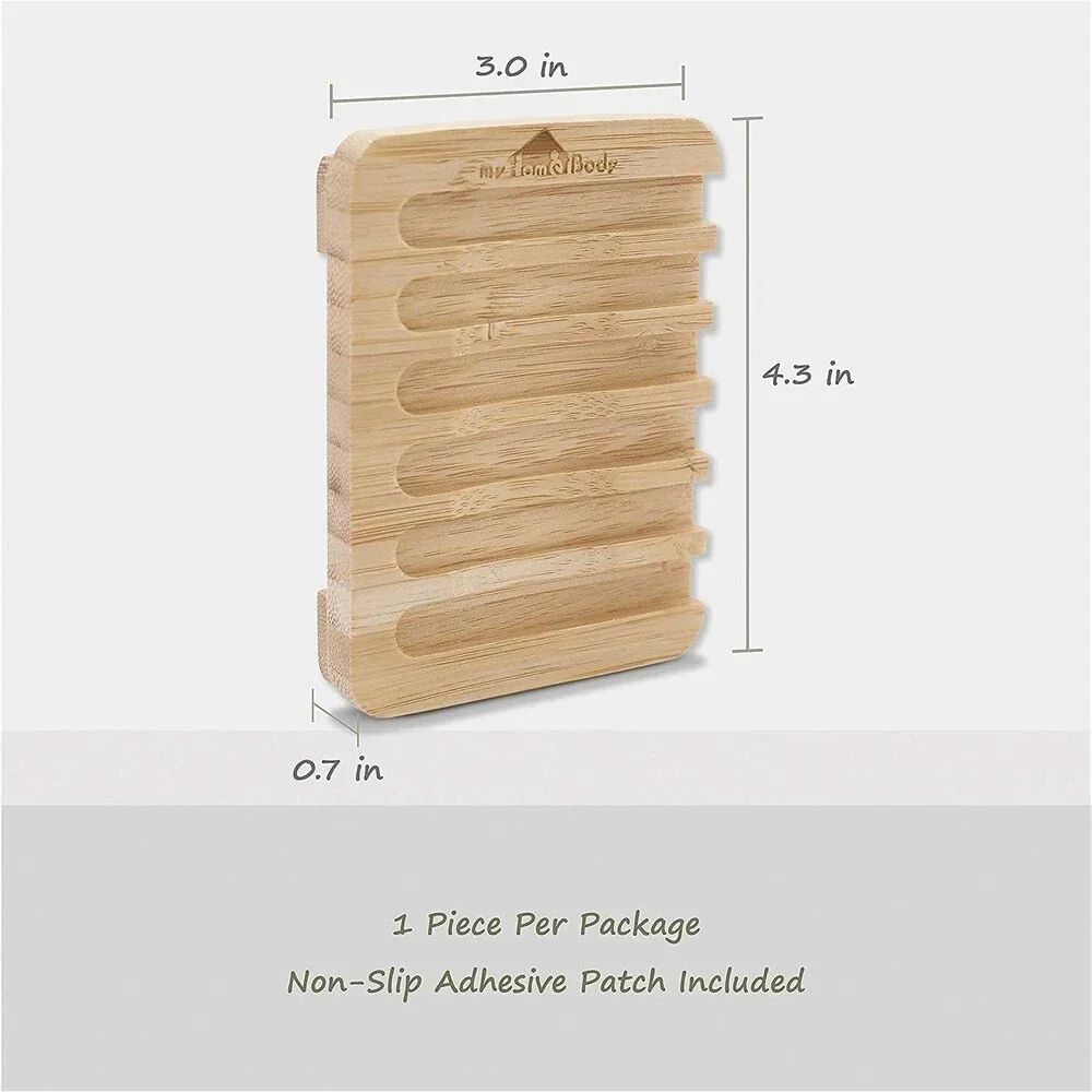 Bamboo Soap Dish Rustic Bar Soap or Sponge Holder Elevated Drainage Design